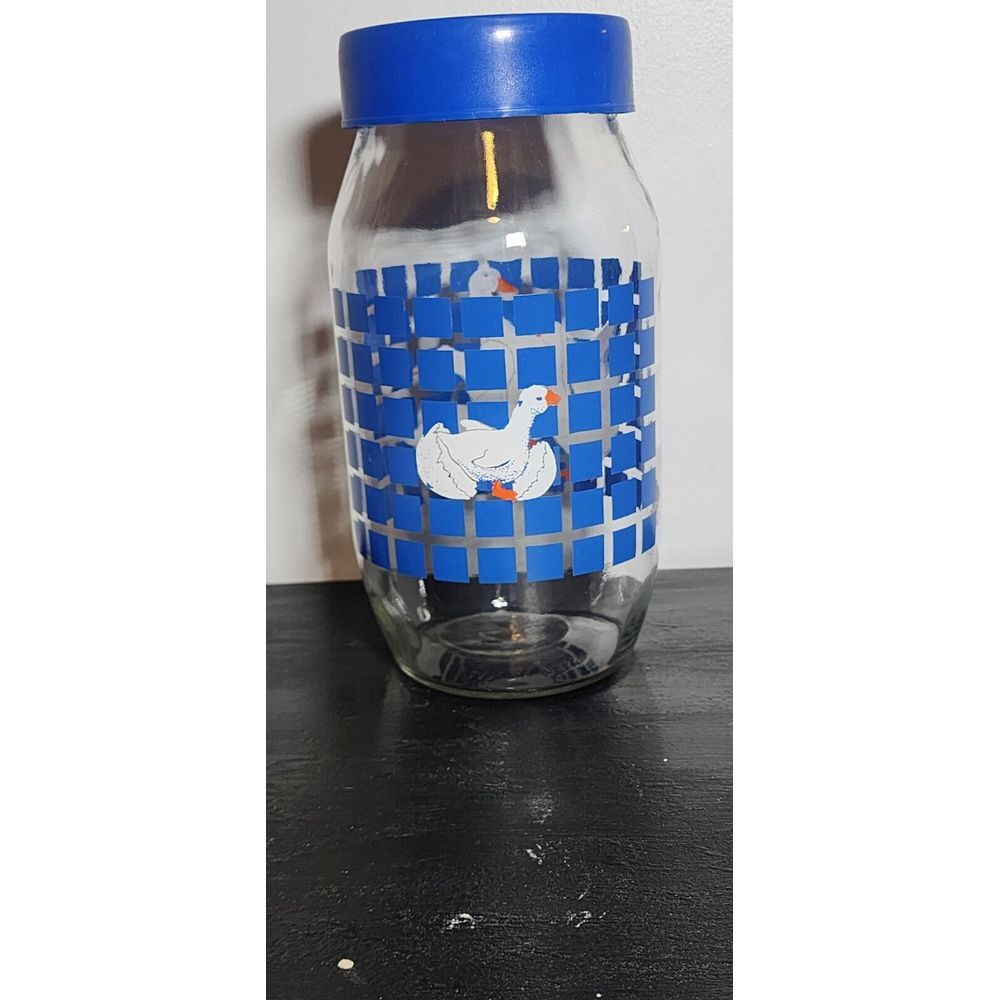 Carlton Glass Canister 2L collector Jar Vintage Geese Goose Duck Blue with Lid 8 - Picture 3 of 8